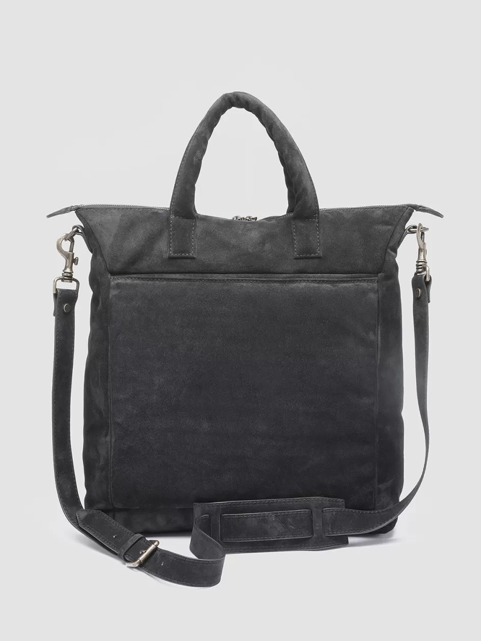 Officine Creative Bags>HELMET 32 - Suede Tote Bag BLACK