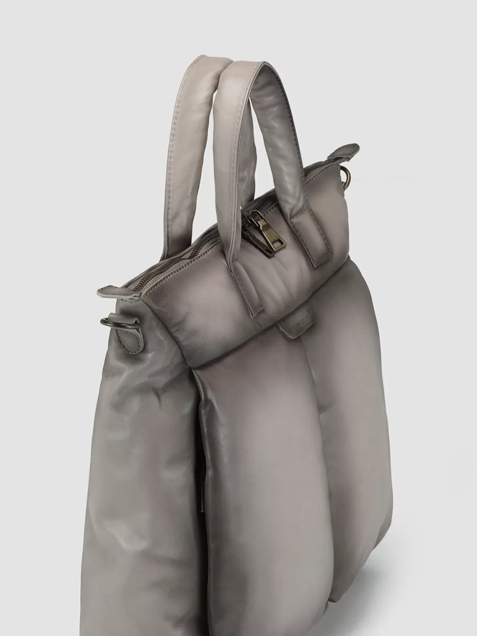 Officine Creative Bags>HELMET 32 - Leather Tote Bag GREY