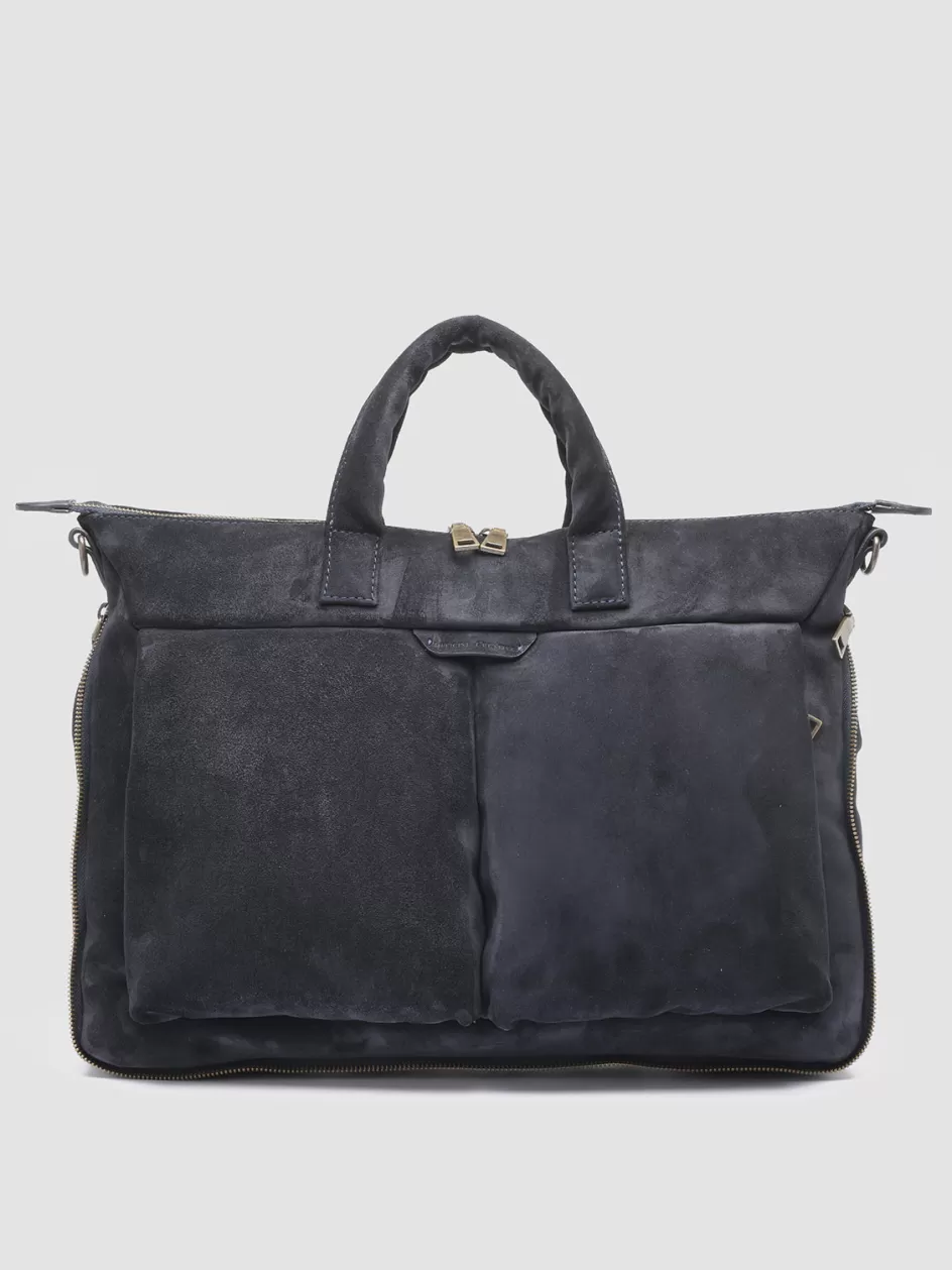 Officine Creative Bags>HELMET 33 - Suede Weekender BLUE