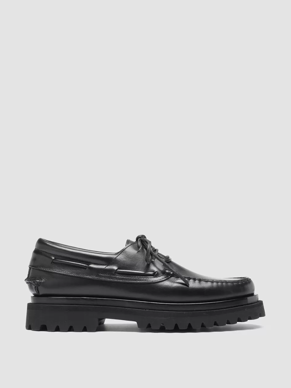 Officine Creative Formal Shoes>HERITAGE 001 - Lug Sole Leather Moccasins BLACK