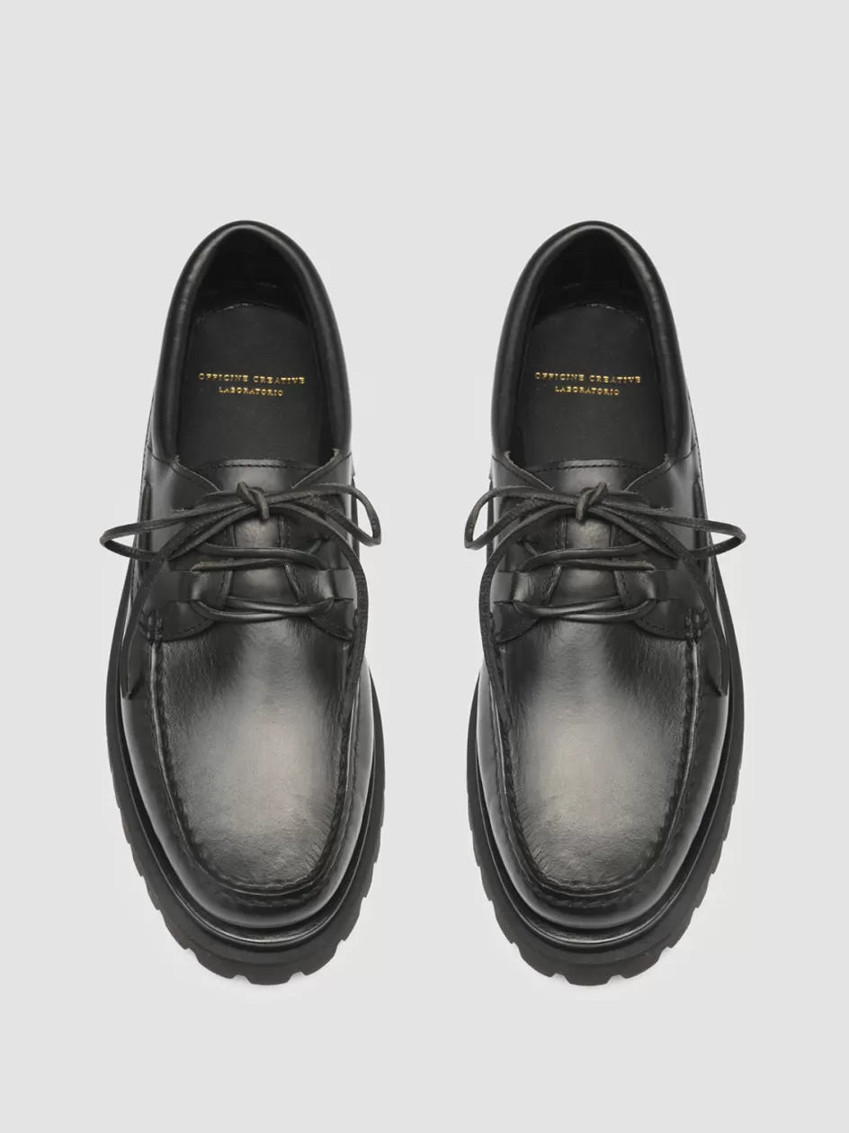 Officine Creative Formal Shoes>HERITAGE 001 - Lug Sole Leather Moccasins BLACK