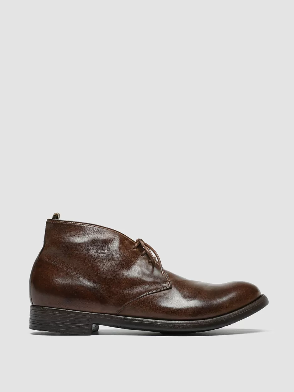 Officine Creative Ankle Boots>HIVE 050 - Brown Leather Chukka Boots DARK BROWN
