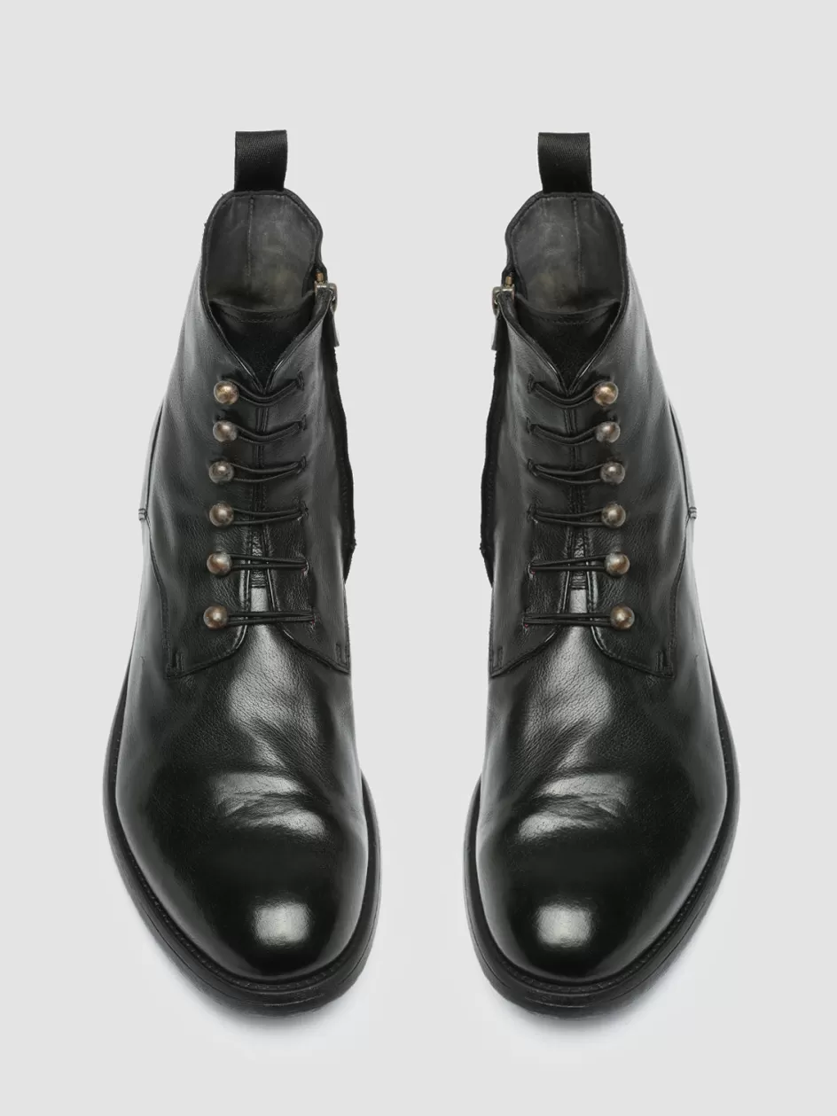 Officine Creative Ankle Boots>HIVE 051 - Leather Zip Boots BLACK