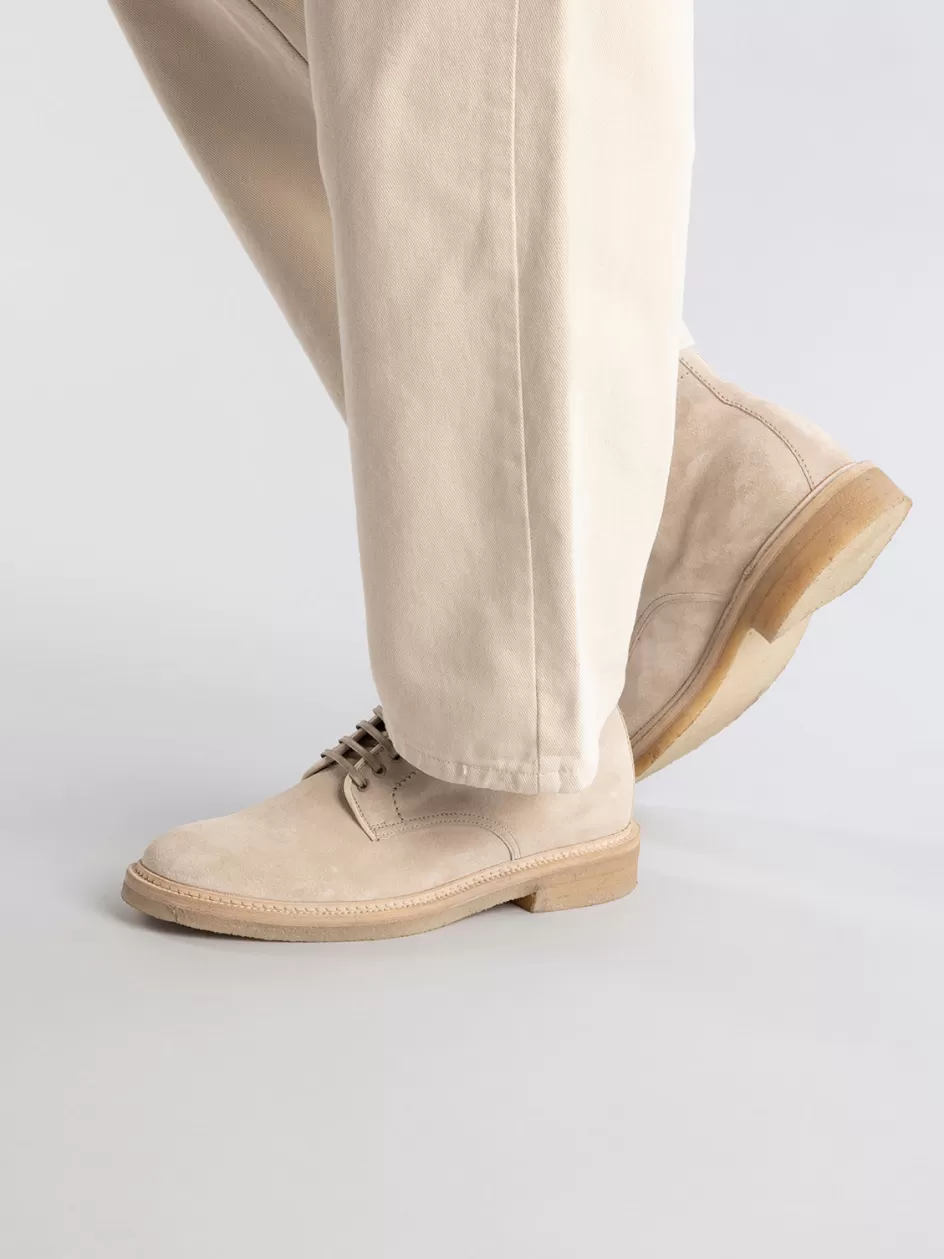 hopkins_crepe_116__ivory_suede_lace_up_boots_98904.webp Officine Creative Icons | Ankle Boots>HOPKINS CREPE 116 - Ivory Suede Lace Up Boots CREAM