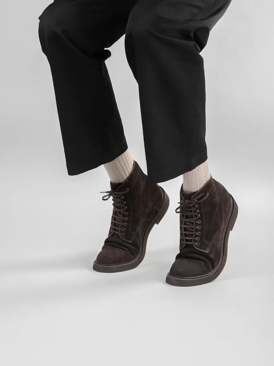 hopkins_flexi_203__brown_suede_laceup_boots_101753.webp Officine Creative Ankle Boots>HOPKINS FLEXI 203 - Brown Suede Lace-up Boots DARK BROWN
