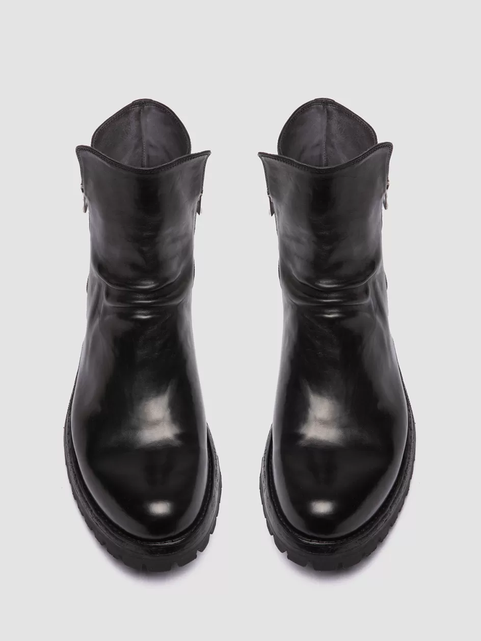Officine Creative Ankle Boots>IKONIC 004 - Leather Zip Boots BLACK