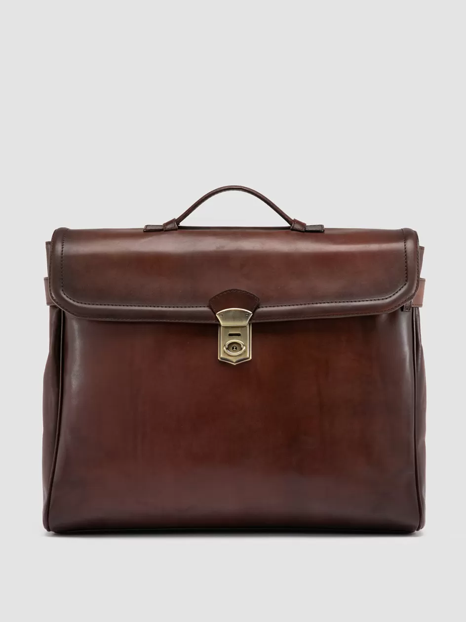 Officine Creative Bags>JEROME 003 - Leather Briefcase BROWN