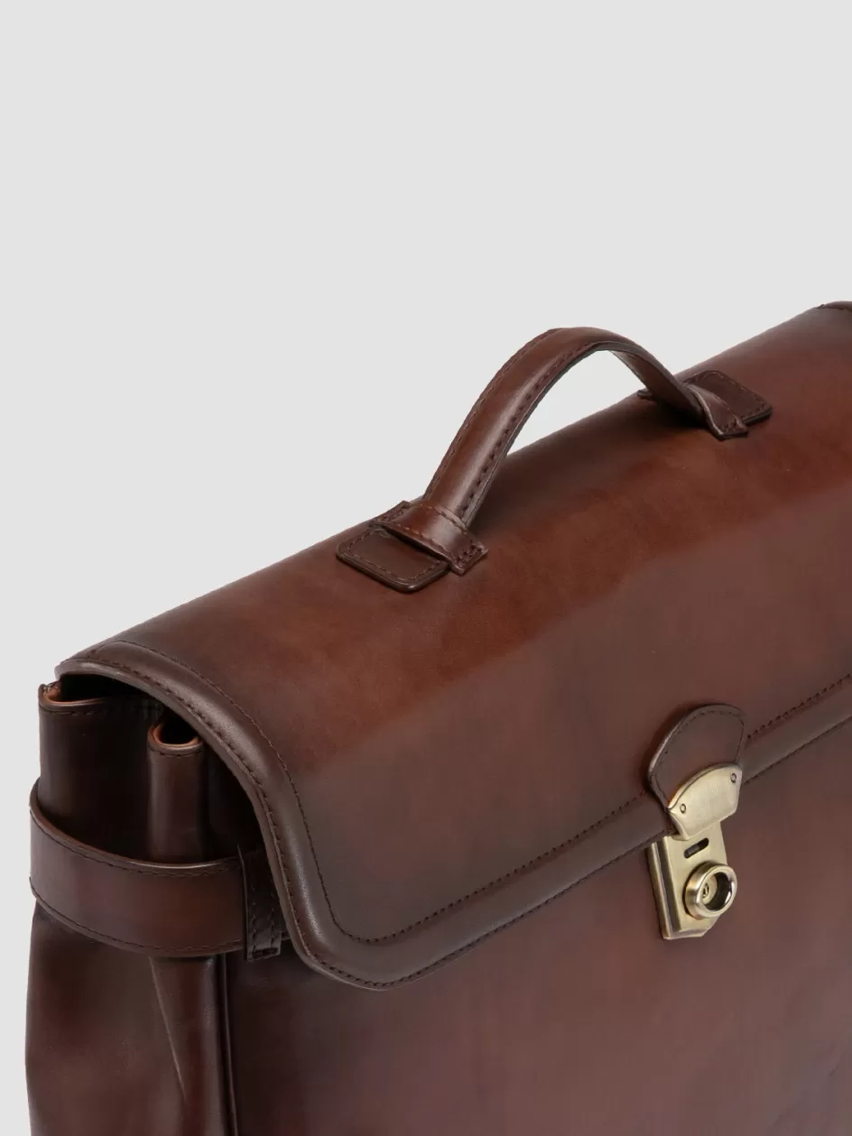Officine Creative Bags>JEROME 003 - Leather Briefcase BROWN