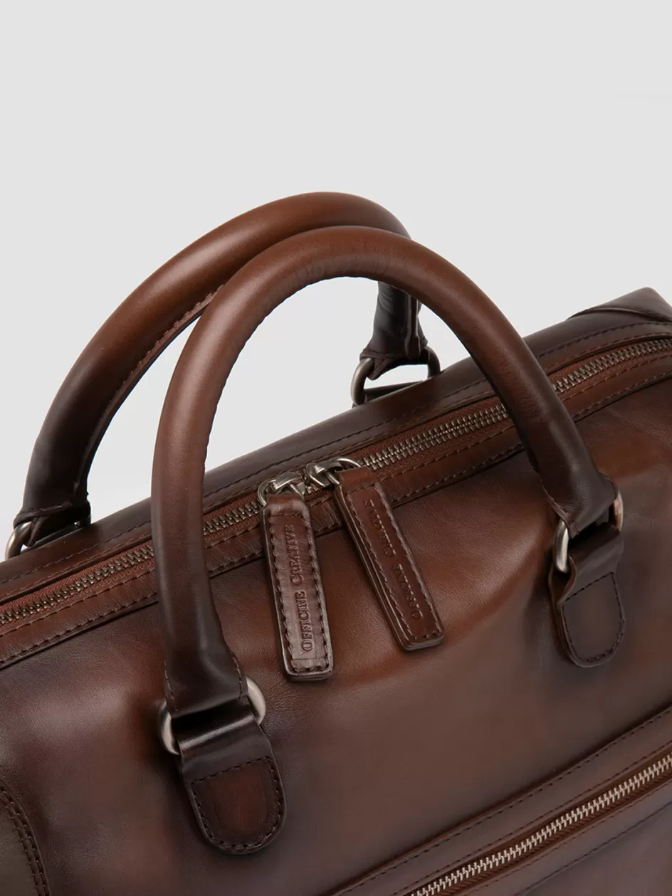 Officine Creative Bags>JULES 003 - Brown Leather Briefcase BRUNO
