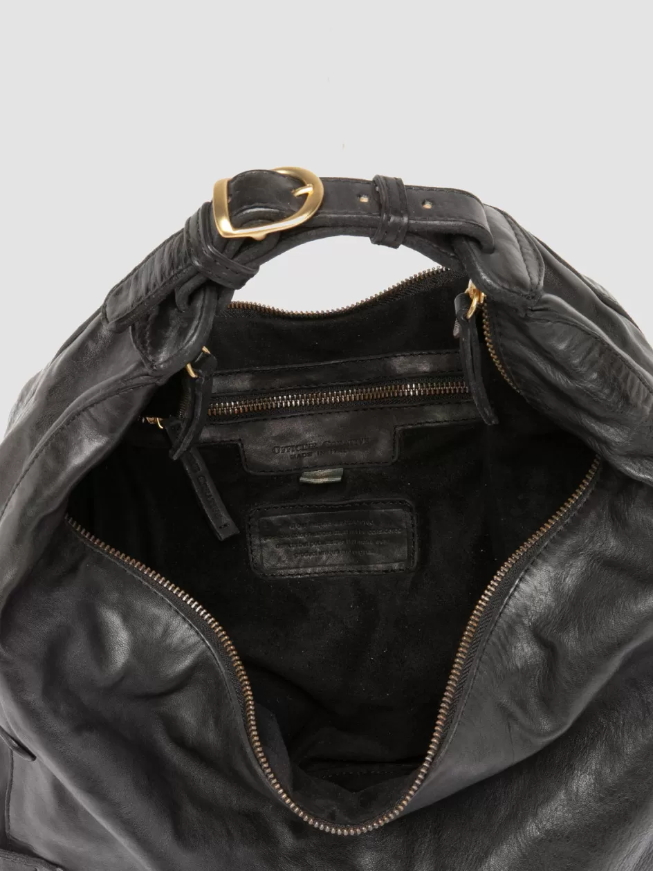 Officine Creative Bags>JULIE 008 - Leather Shoulder Bag BLACK