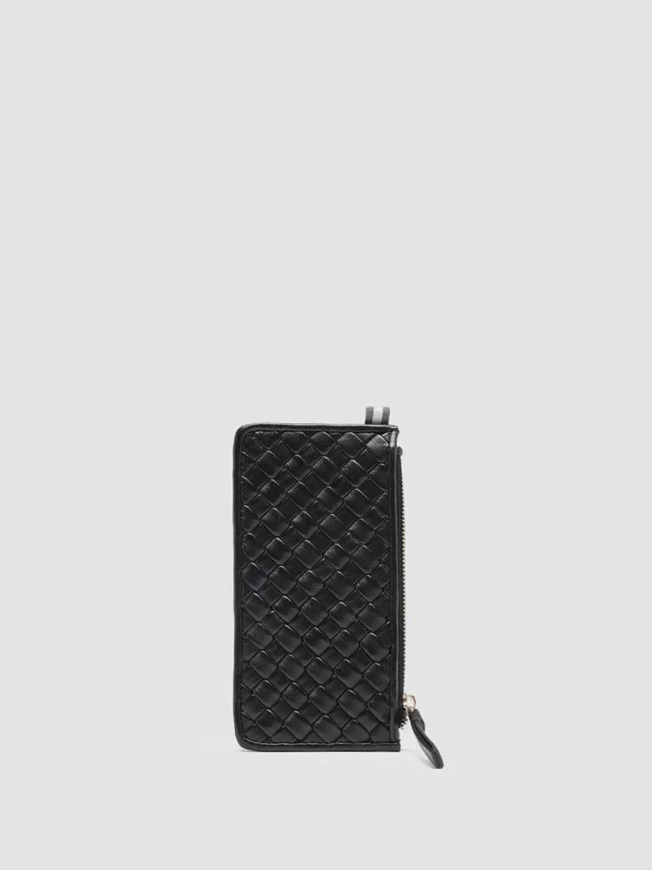 Officine Creative Woven Leather Selection | Wallets>JULIET 103 - Woven Leather Card Holder BLACK