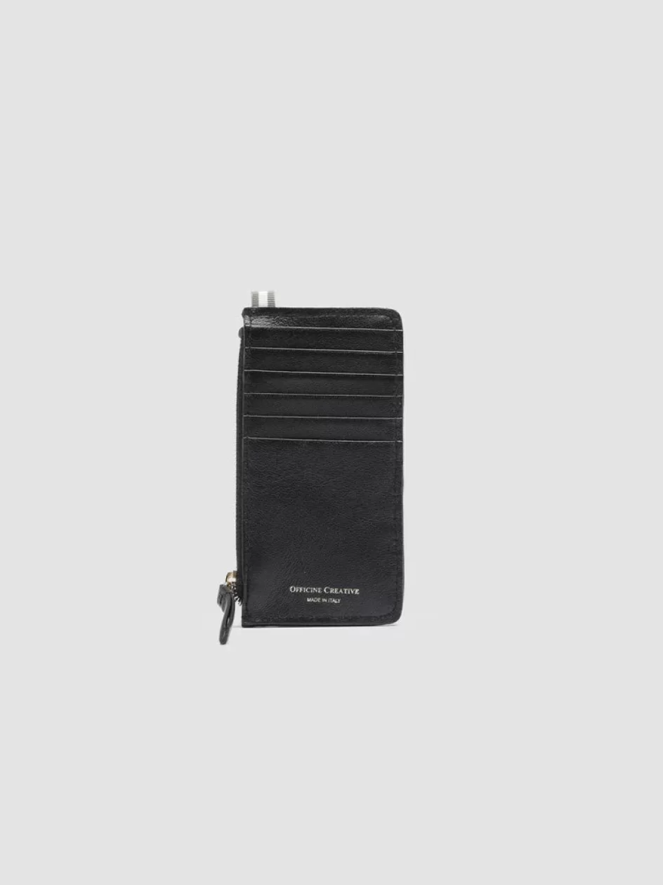 Officine Creative Woven Leather Selection | Wallets>JULIET 103 - Woven Leather Card Holder BLACK