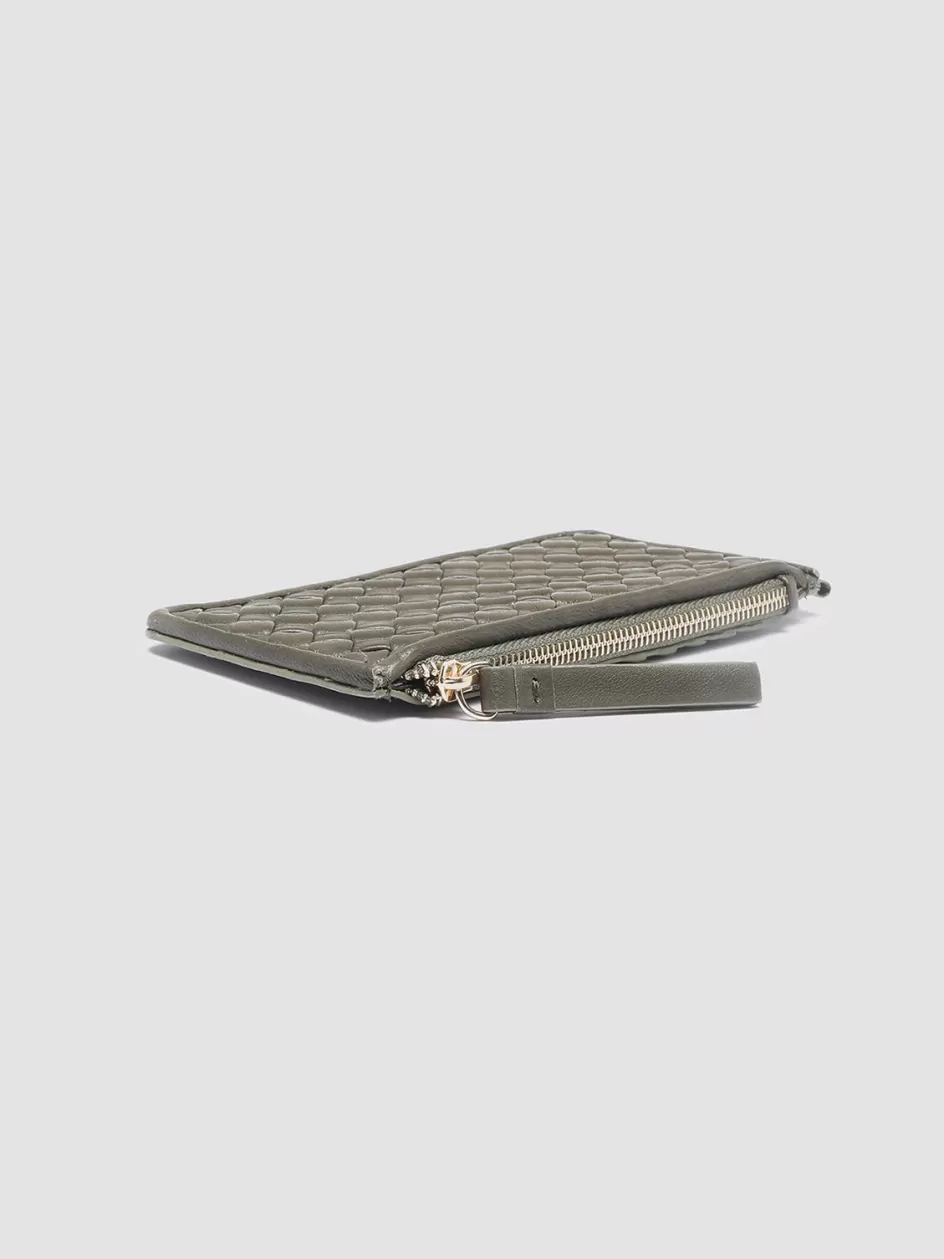 juliet_103__green_woven_leather_card_holder_103308.webp Officine Creative Woven Leather Selection | Wallets>JULIET 103 - Green Woven Leather Card Holder CONIFERA