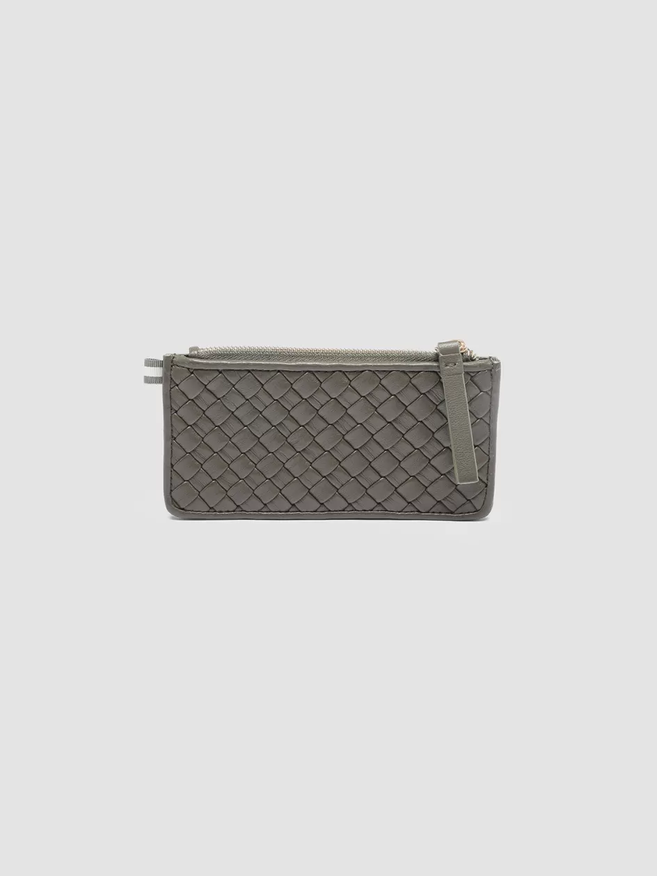 juliet_103__green_woven_leather_card_holder_103309.webp Officine Creative Woven Leather Selection | Wallets>JULIET 103 - Green Woven Leather Card Holder CONIFERA