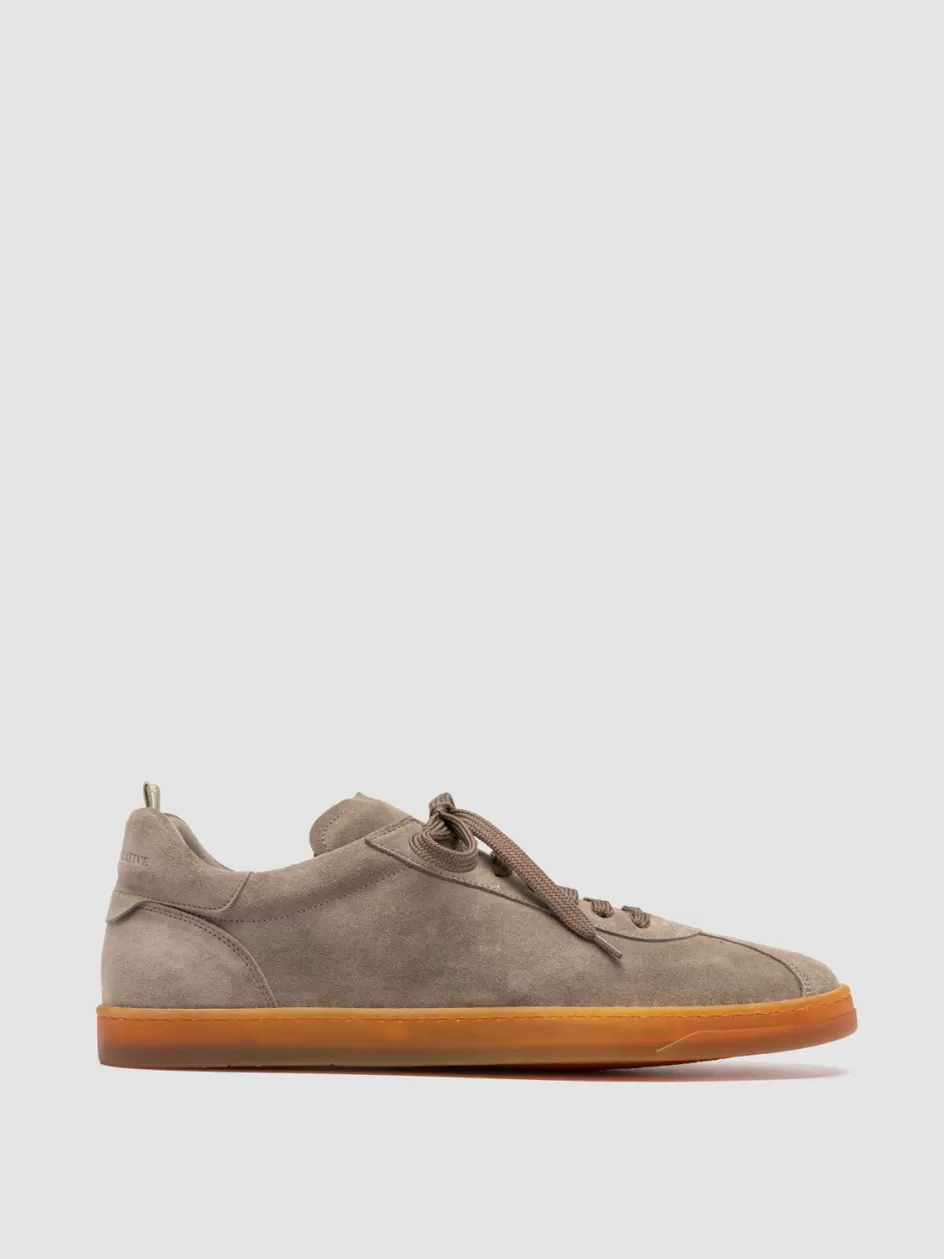 Officine Creative Sustainable Sneakers | Sneakers>KARMA 015 - Taupe Suede Low Top Sneakers QUARZO