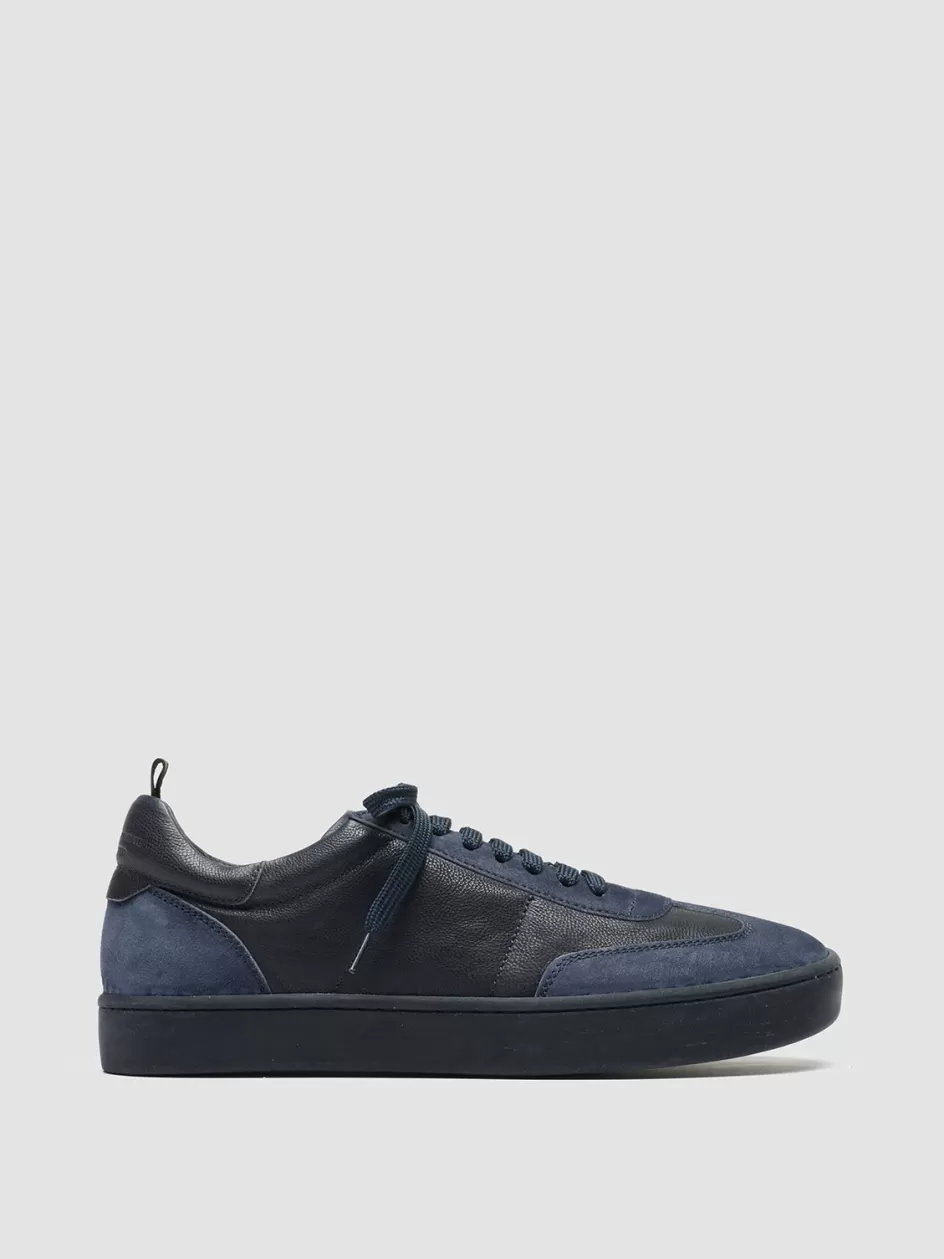 Officine Creative Sneakers>KOMBINED 001 - Leather And Suede Low Top Sneakers BLUE