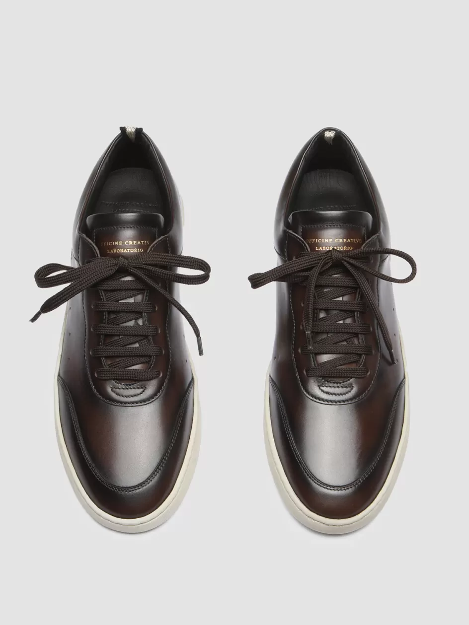 Officine Creative Sustainable Sneakers | Sneakers>KRIS LUX 001 - Brown Leather Sneakers DARK BROWN