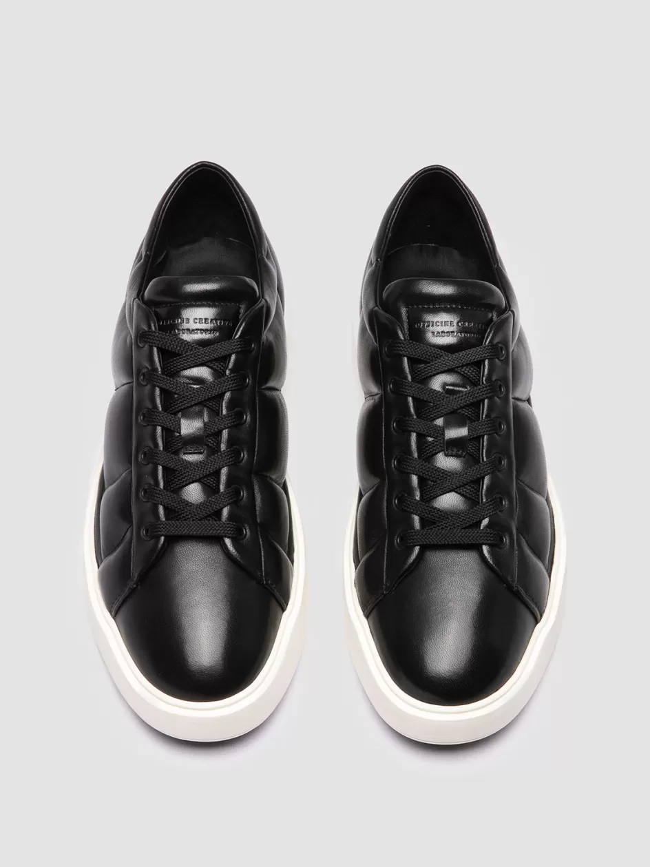 Officine Creative Sneakers>LEISURE 001 - Leather Low Top Sneakers BLACK