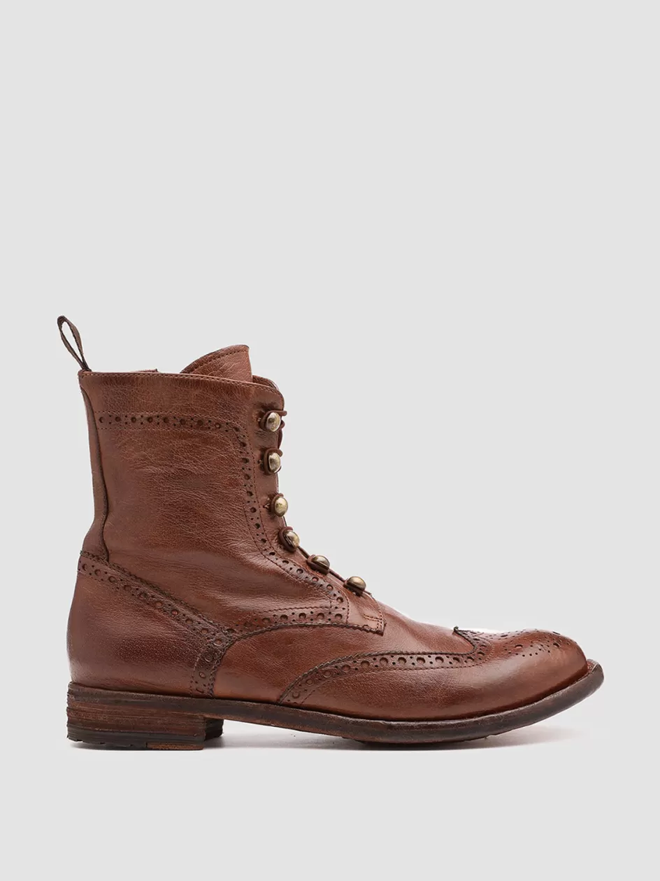 Officine Creative Boots & Booties>LEXIKON 131 - Brown Leather Booties SAUVAGE