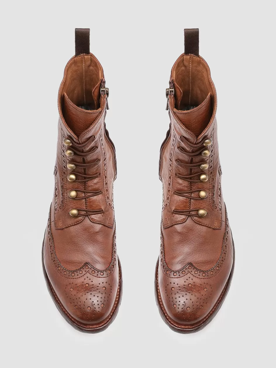 Officine Creative Boots & Booties>LEXIKON 131 - Brown Leather Booties SAUVAGE