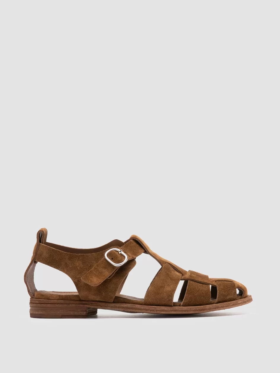 Officine Creative Suede Selection | Icons>LEXIKON 536 - Brown Suede Sandals BIRRA