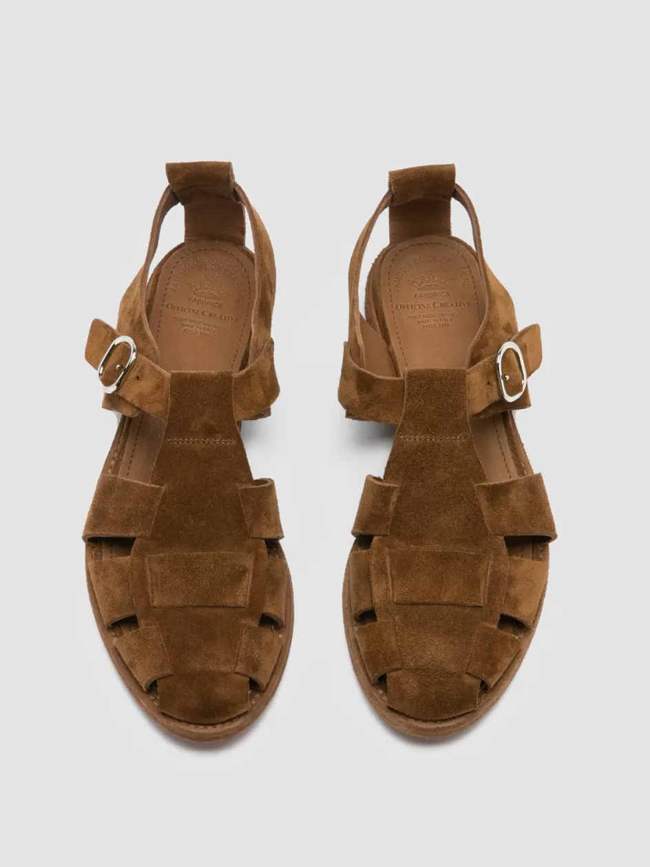 Officine Creative Suede Selection | Icons>LEXIKON 536 - Brown Suede Sandals BIRRA