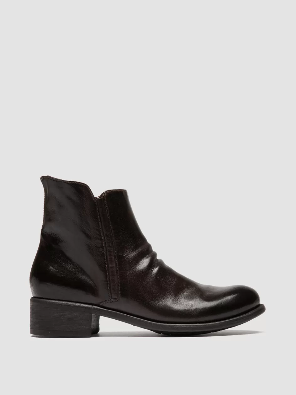 Officine Creative Boots & Booties>LIS 001 - Brown Leather Zipped Boots EBANO                                             