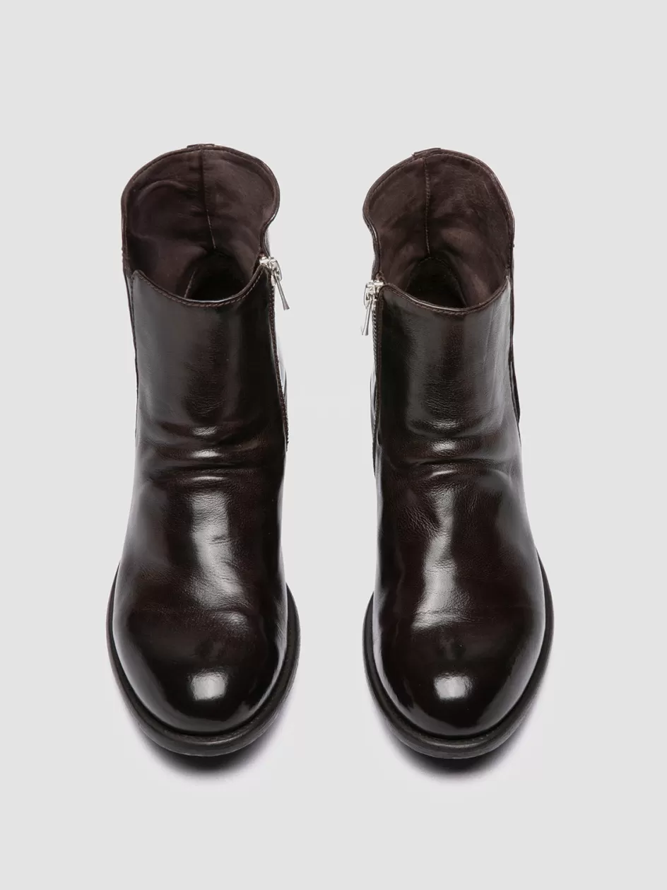 Officine Creative Boots & Booties>LIS 001 - Brown Leather Zipped Boots EBANO                                             