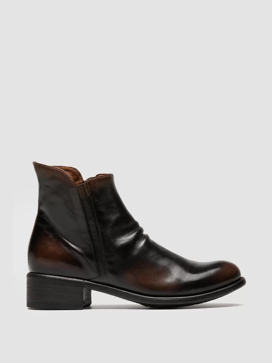 Officine Creative Boots & Booties>LIS 001 - Brown Leather Zipped Boots CAFFE'/SUPERNERO                                  