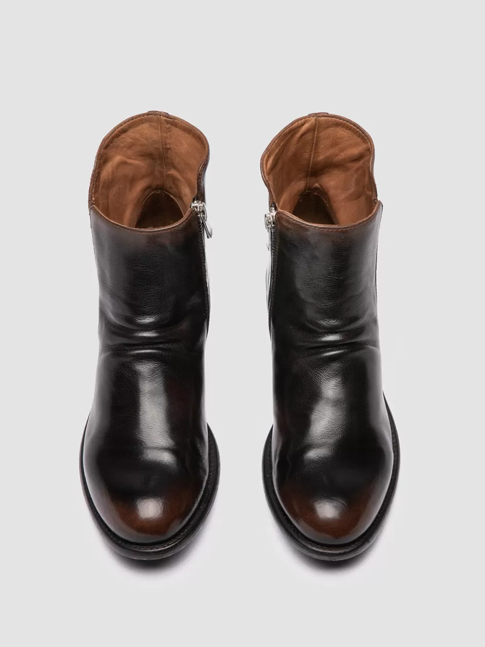 Officine Creative Boots & Booties>LIS 001 - Brown Leather Zipped Boots CAFFE'/SUPERNERO                                  