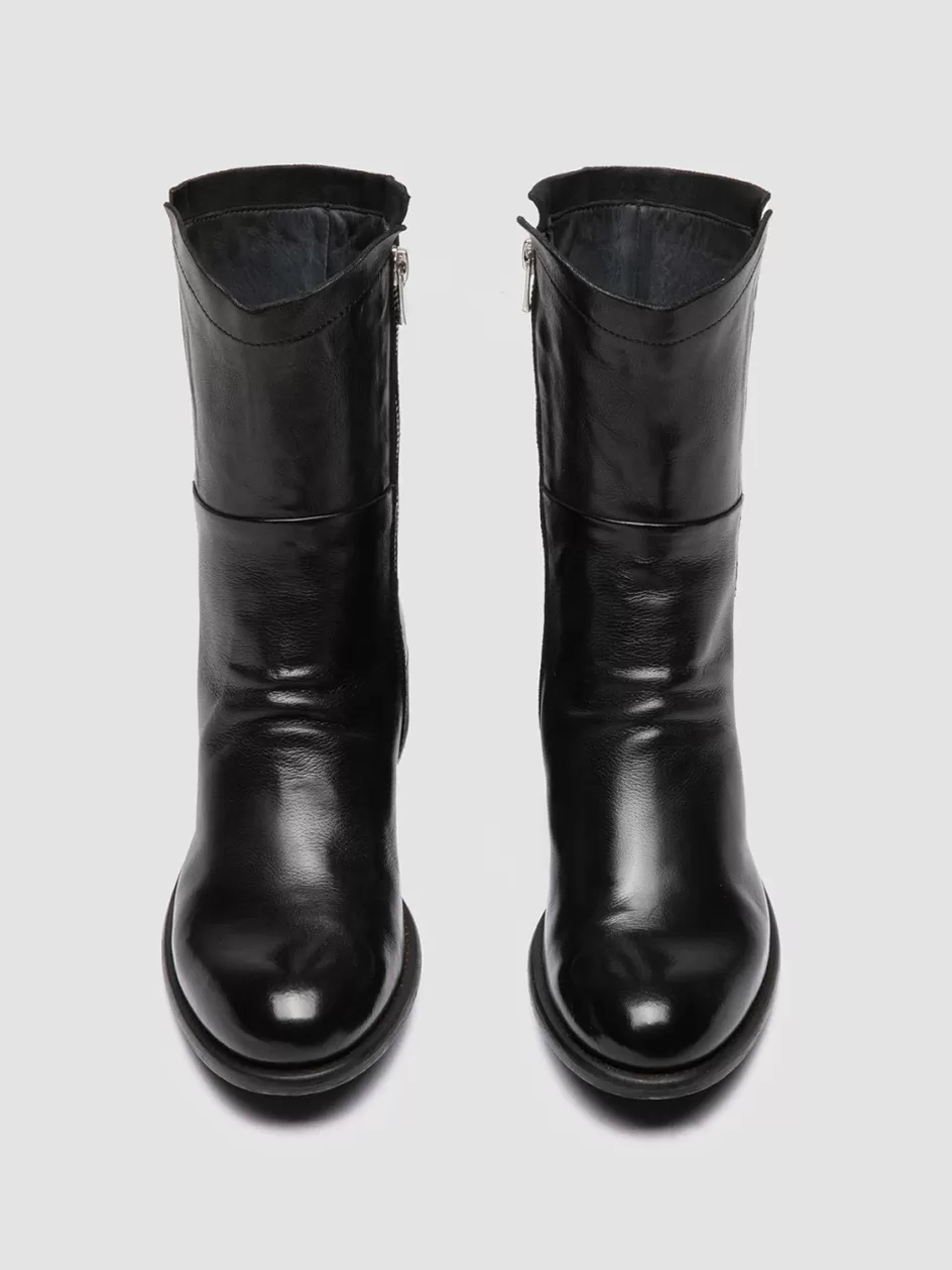 Officine Creative Boots & Booties>LIS 002 - Black Leather Zipped Boots NERO                                              