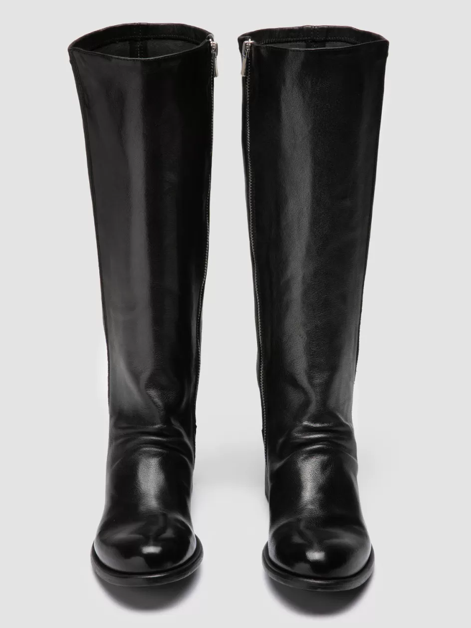 Officine Creative Boots & Booties>LIS 005 - Black Leather Zipped Boots NERO                                              