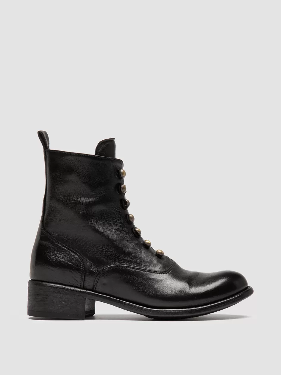 Officine Creative Boots & Booties>LIS 006 - Black Leather Zipped Boots NERO                                              