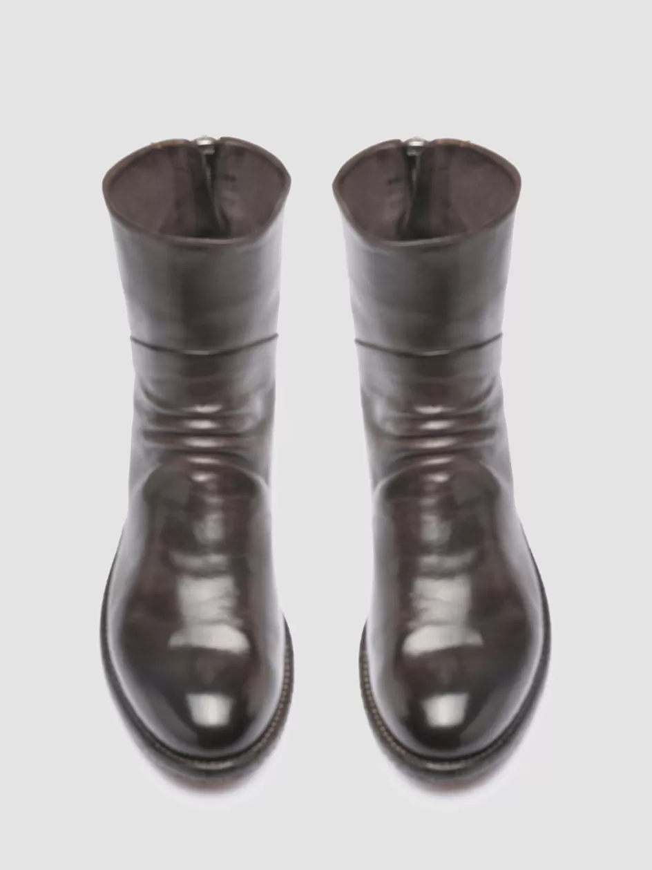 Officine Creative Boots & Booties>LISON 047 - Brown Leather Ankle Boots EBANO