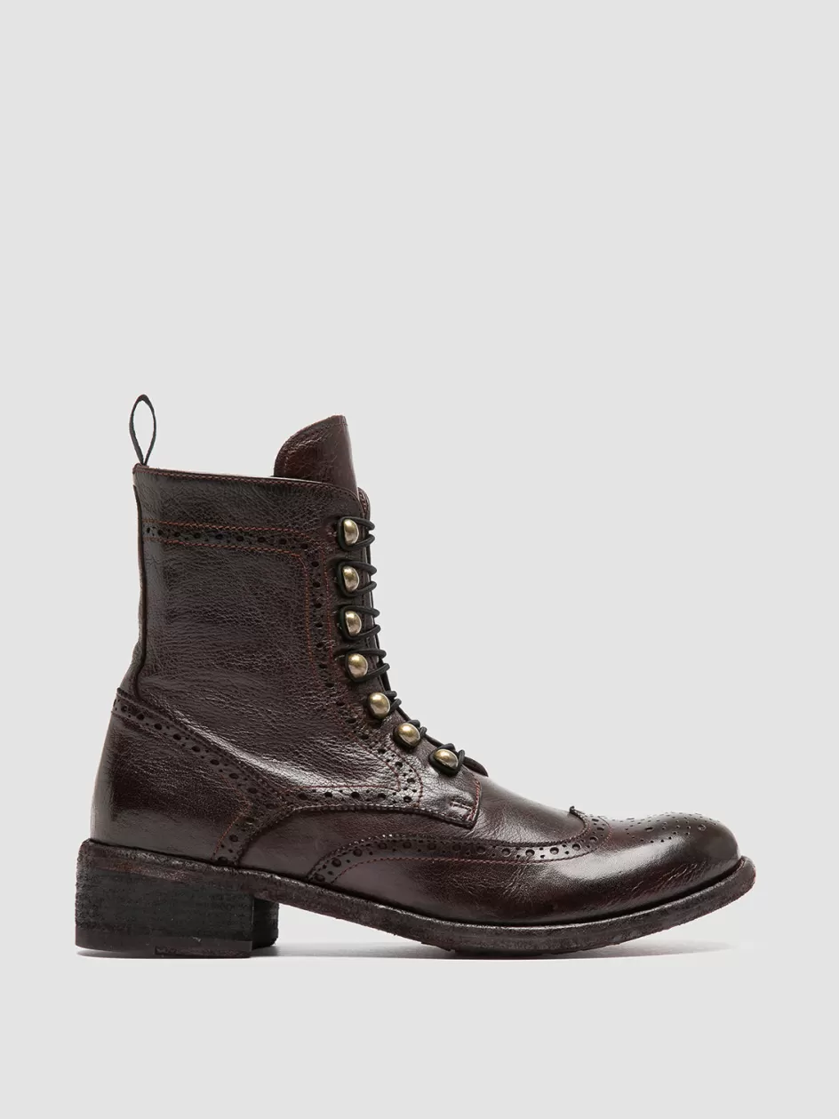 Officine Creative Boots & Booties>LISON 058 - Brown Leather Zip Boots OTTO