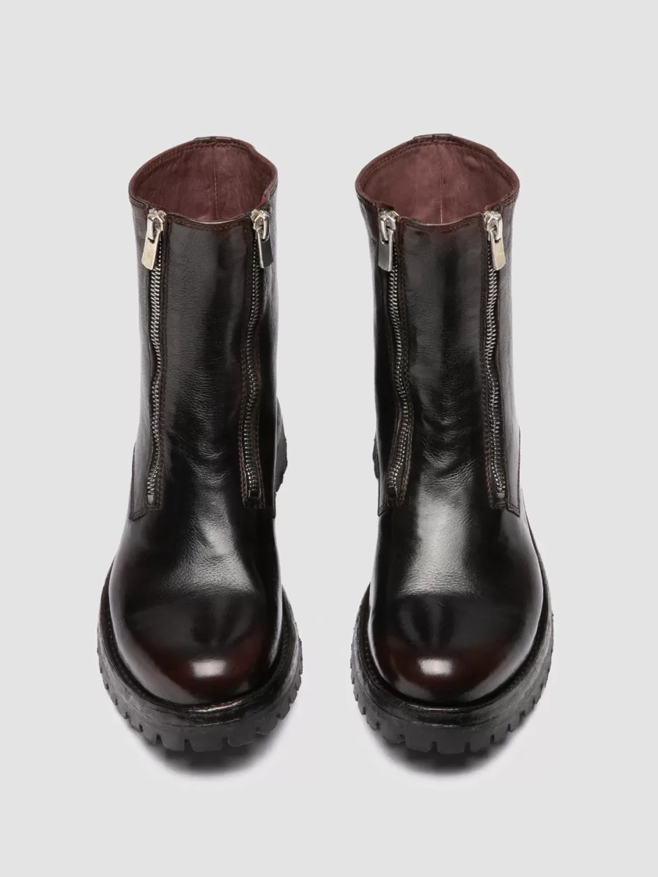 Officine Creative Boots & Booties>LORAINE 026 - Brown Leather Zipped Boots OTTO/SUPERNERO                                    