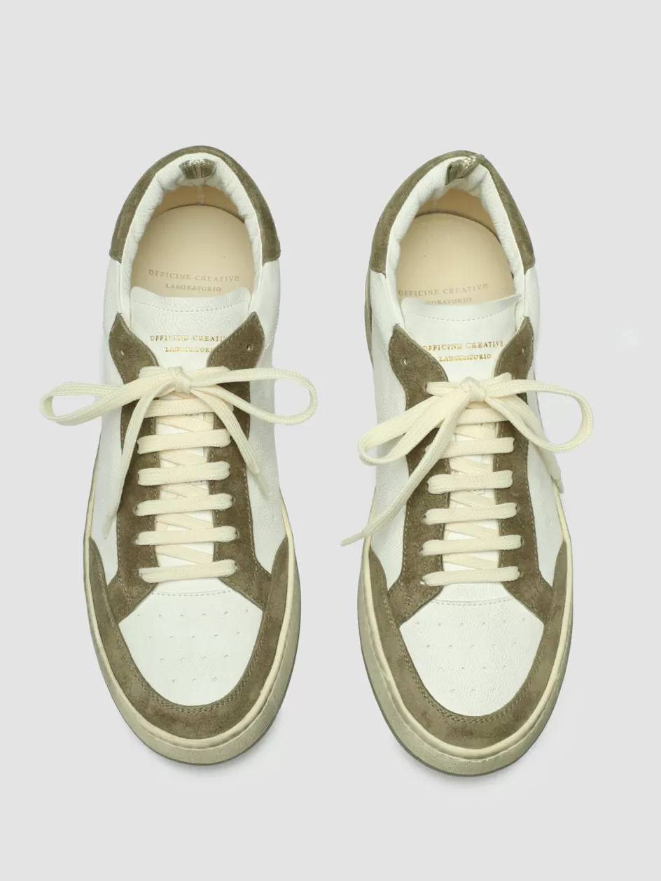 Officine Creative Sustainable Sneakers | Sneakers>MAGIC 001 - White Leather And Suede Low Top Sneakers WHITE/TAUPE