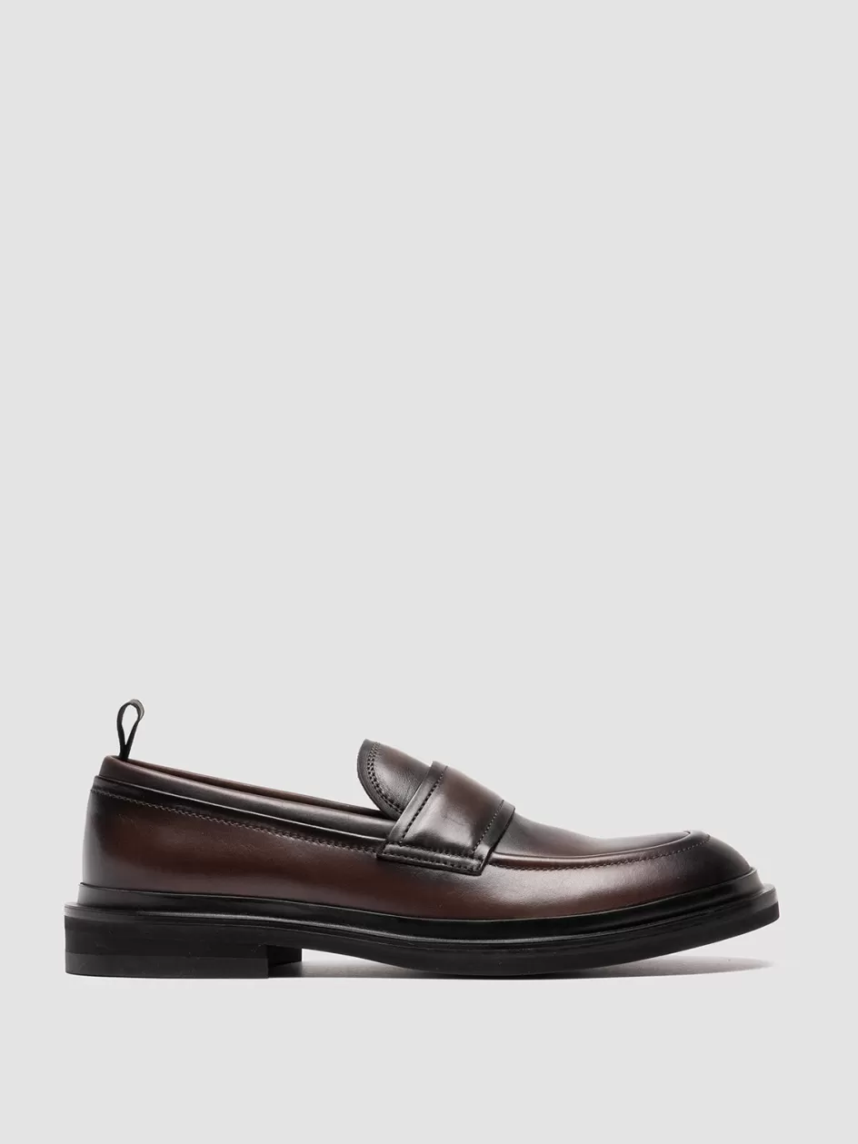 Officine Creative Loafers>MAJOR 003 - Leather Penny Loafers BROWN