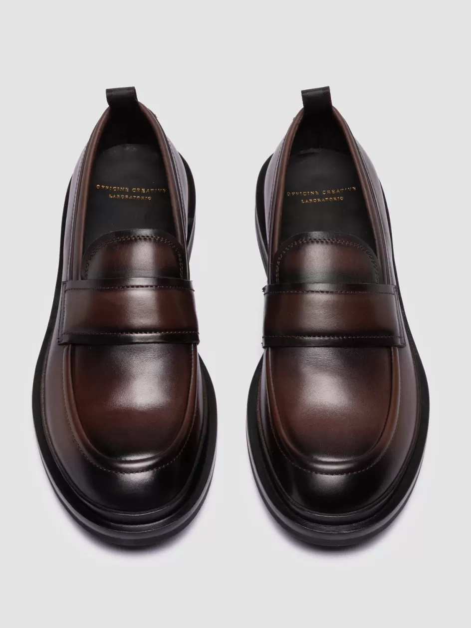 Officine Creative Loafers>MAJOR 003 - Leather Penny Loafers BROWN