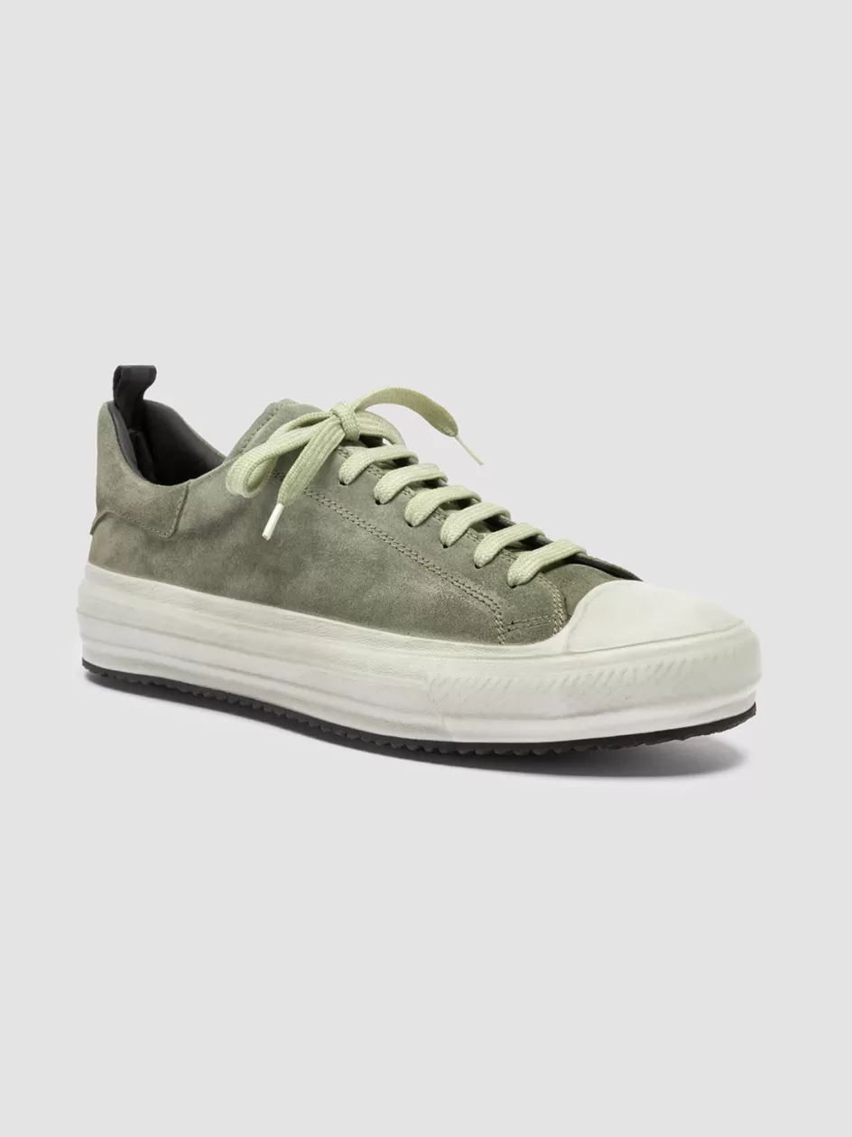 mes_009__green_leather_and_suede_low_top_sneakers_97391.webp Officine Creative Suede Selection | Sneakers>MES 009 - Leather And Suede Low Top Sneakers GREEN