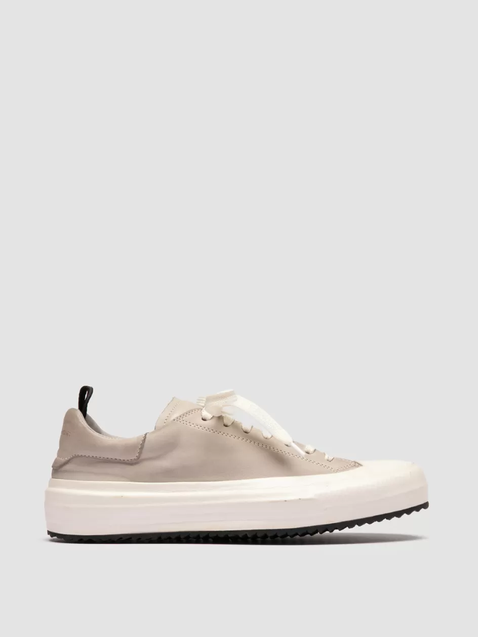 Officine Creative Sneakers>MES DD 101 - Grey Leather Low Top Sneakers GESSO