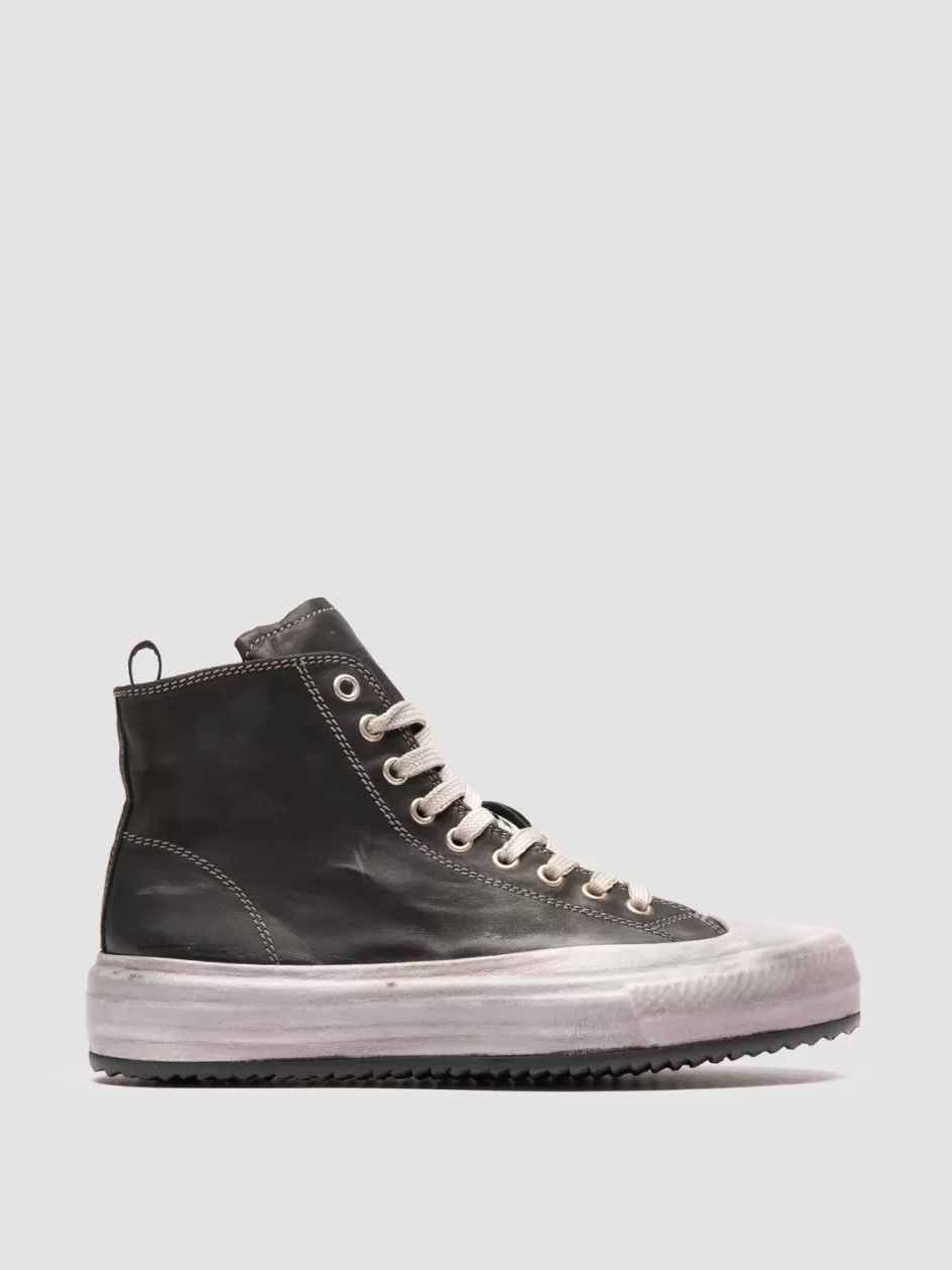 Officine Creative Sneakers>MES DD 102 - Black Leather High Top Sneakers NERO