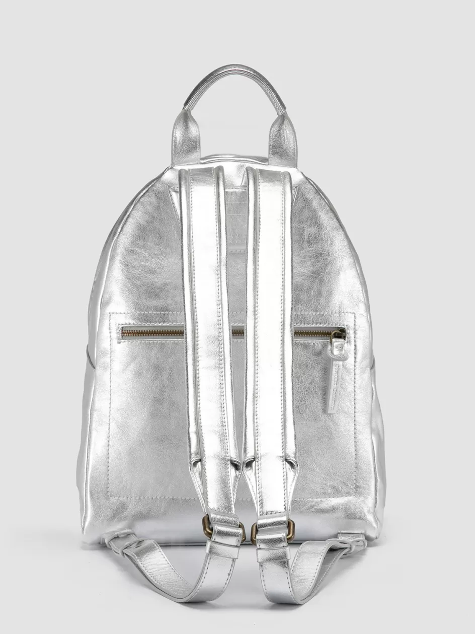 mini_pack__silver_leather_backpack_103983.webp Officine Creative Icons | Backpacks>MINI PACK - Leather Backpack SILVER