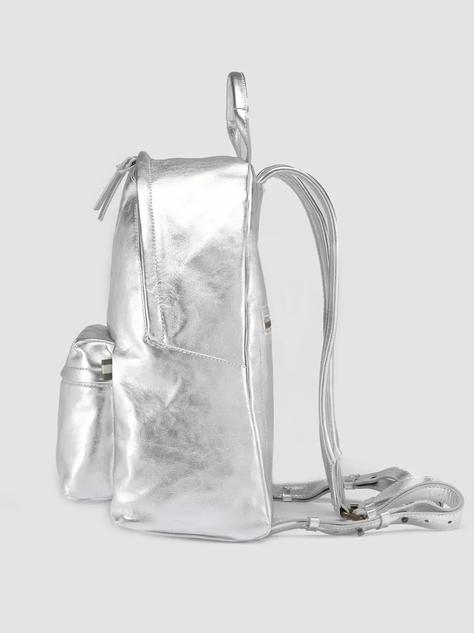 mini_pack__silver_leather_backpack_103984.webp Officine Creative Icons | Backpacks>MINI PACK - Leather Backpack SILVER