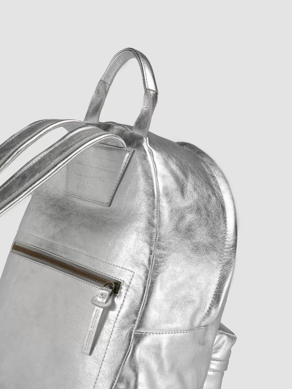 mini_pack__silver_leather_backpack_103986.webp Officine Creative Icons | Backpacks>MINI PACK - Leather Backpack SILVER