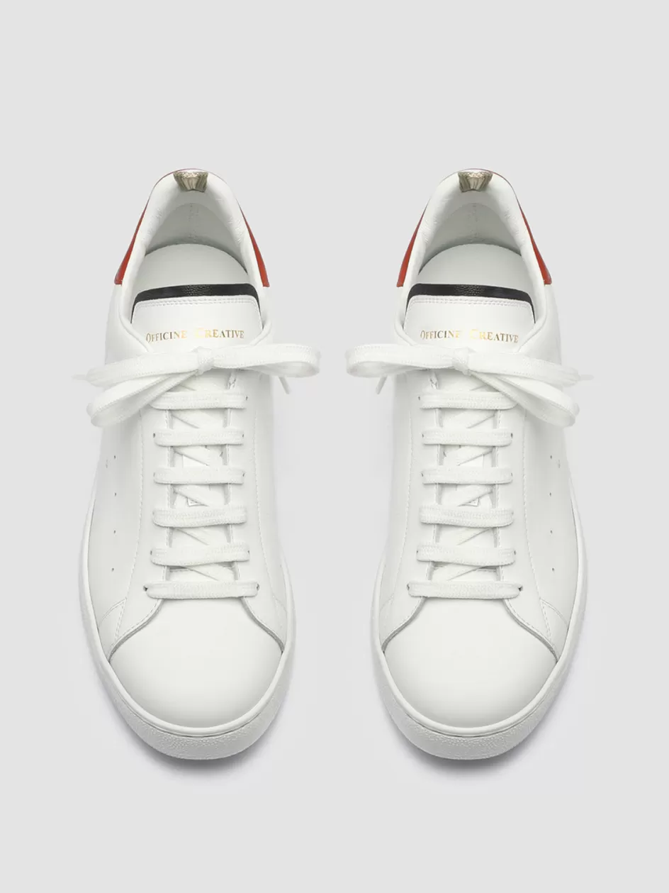 Officine Creative Sneakers>MOWER 005 - White Leather Sneakers BIANCO/BLUPRINT/RUST