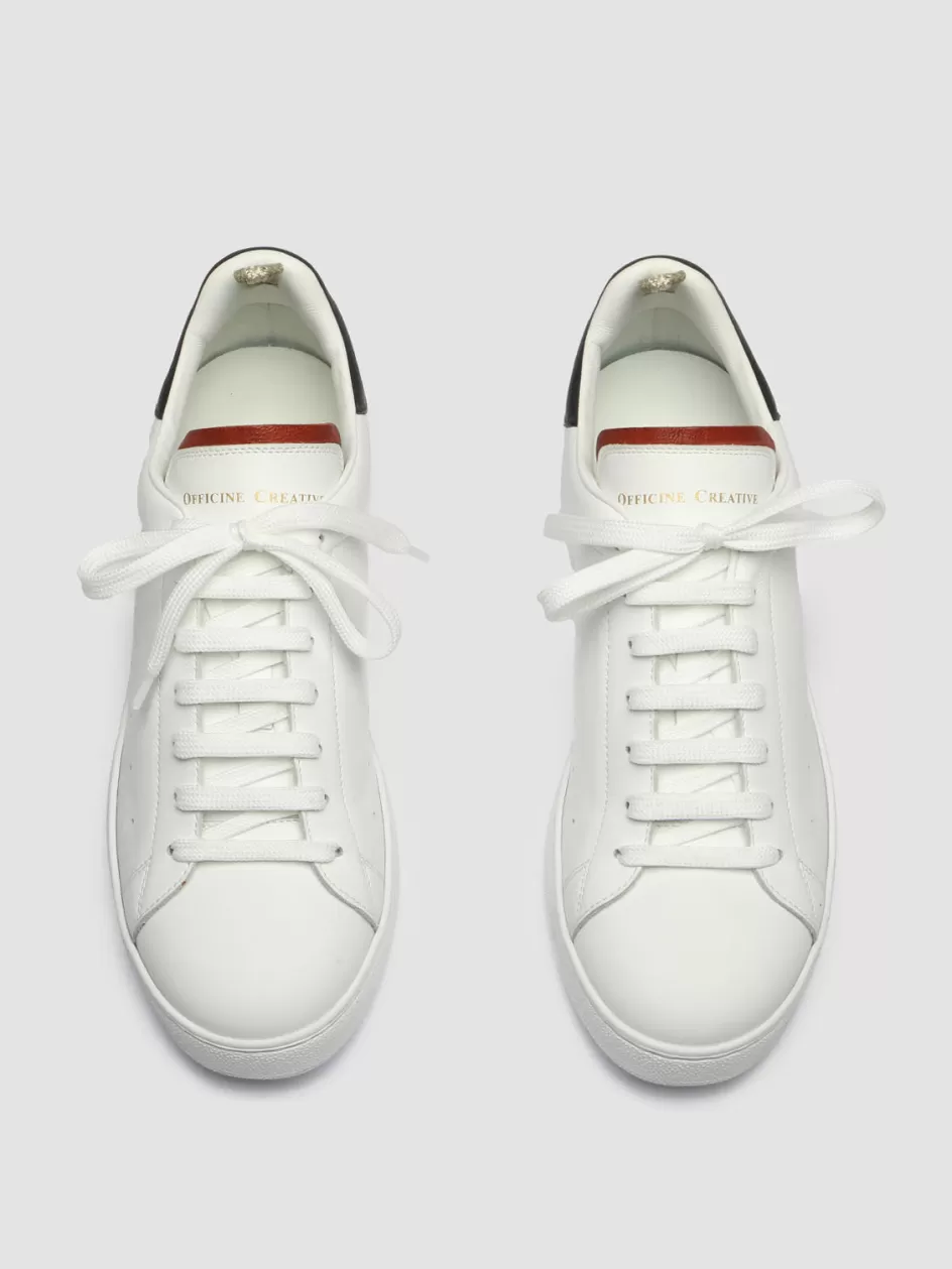 Officine Creative Sneakers>MOWER 005 - White Leather Sneakers WHITE/RUST/BLUPRINT