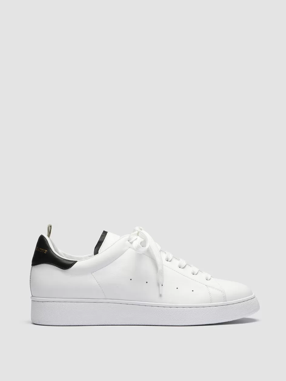 Officine Creative Sneakers>MOWER 005 - White Leather Sneakers WHITE/BLACK/BLACK