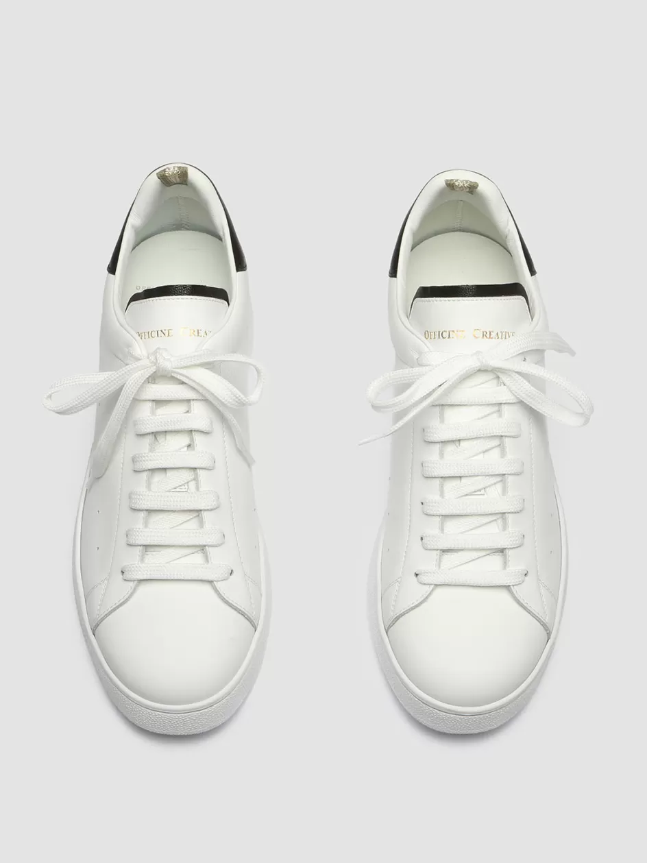Officine Creative Sneakers>MOWER 005 - White Leather Sneakers WHITE/BLACK/BLACK