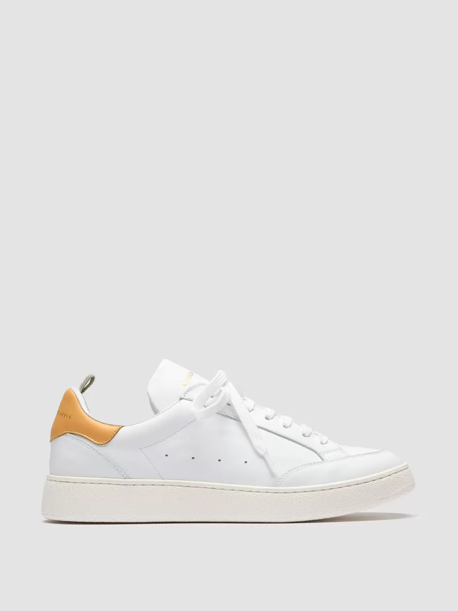 Officine Creative Sneakers>MOWER 007 - White Leather Sneakers WHITE/HONEY